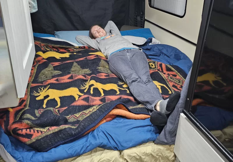 Comfortable campervan sleeping