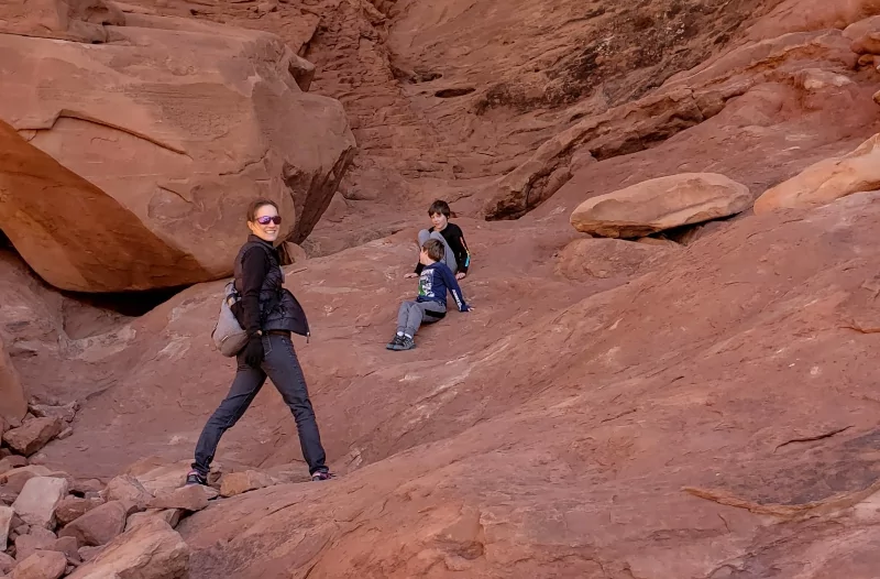 Climbing at Arches National Park.